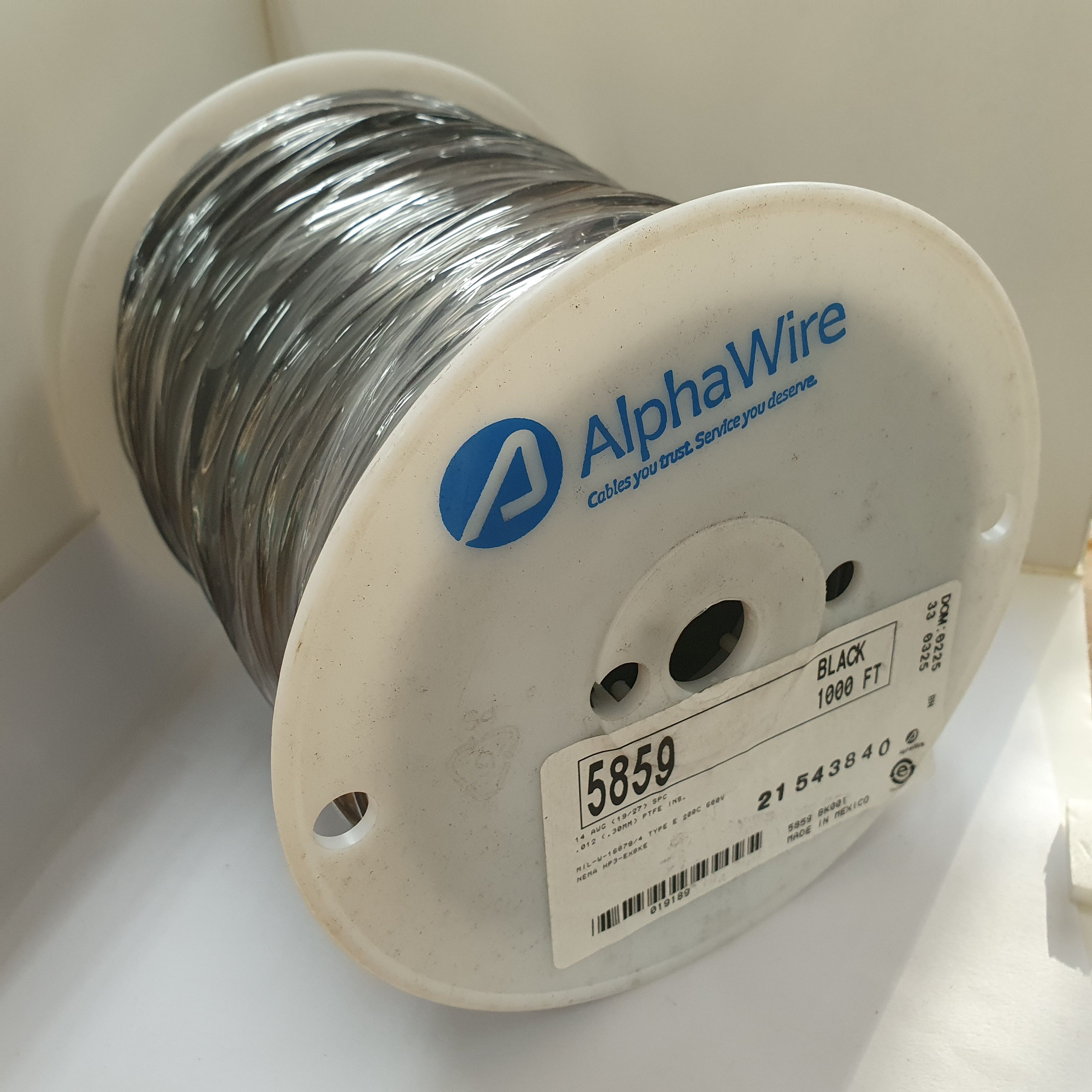 [알파와이어] AlphaWire 5859, Black 001 산업용케이블 (길이 옵션)