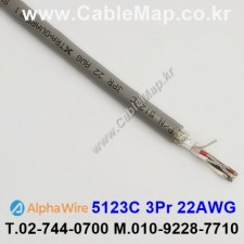 [알파와이어] AlphaWire 5123C, Slate 3Pr 22AWG 산업용케이블 1m