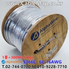 [알파와이어] AlphaWire 5366C, Slate 6C 16AWG 산업용케이블 (롤 단위 옵션)